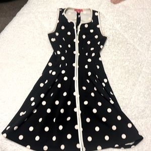 Betsy’s Johnson polka dot fit and flare. Black with off white dots.